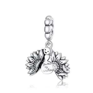 (imagen para) Pendiente colgante estilo Pandora con una sonriente margarita - SCC1661