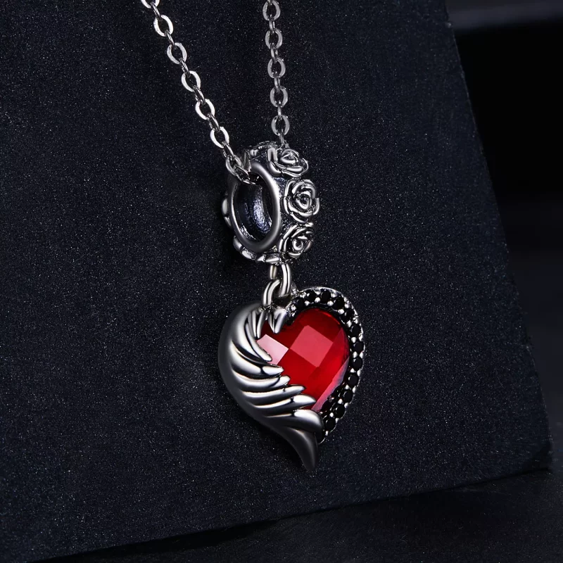 (imagen para) Pendiente colgante estilo Pandora Corazón de Rosas - SCC2406 - Ver 2