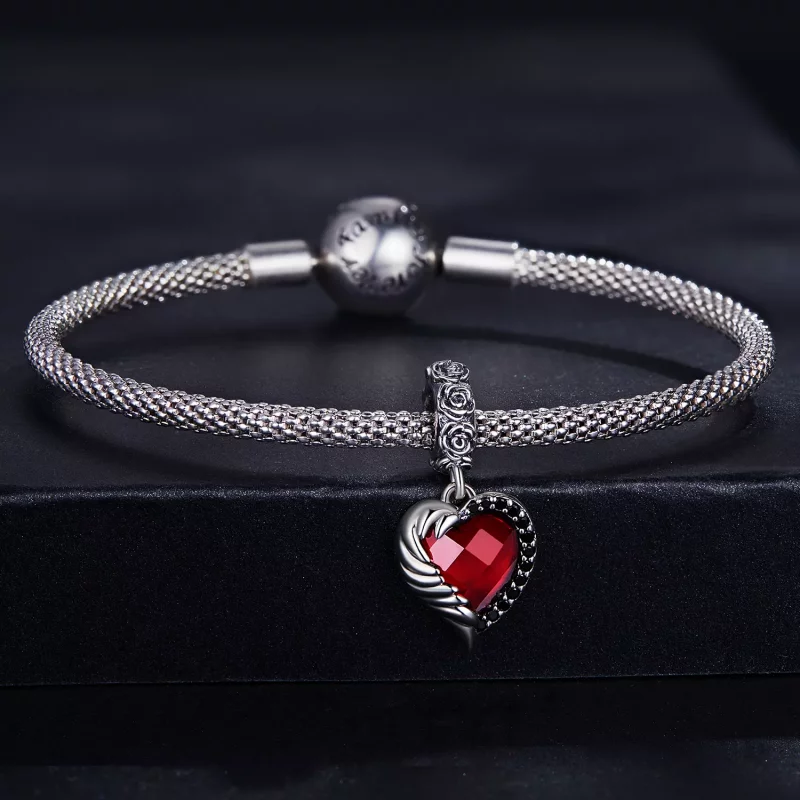 (imagen para) Pendiente colgante estilo Pandora Corazón de Rosas - SCC2406 - Ver 3