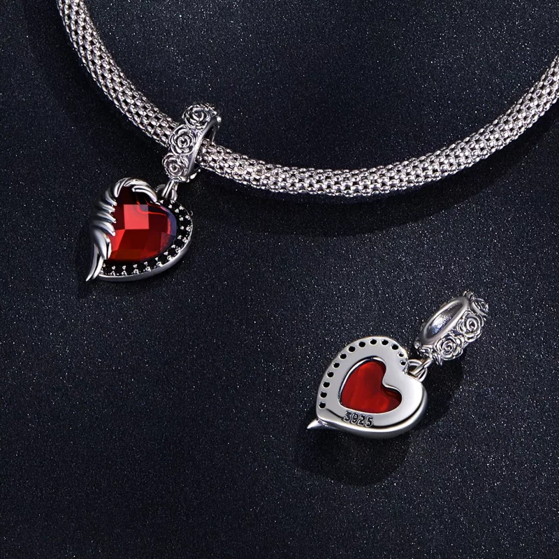 (imagen para) Pendiente colgante estilo Pandora Corazón de Rosas - SCC2406 - Ver 4