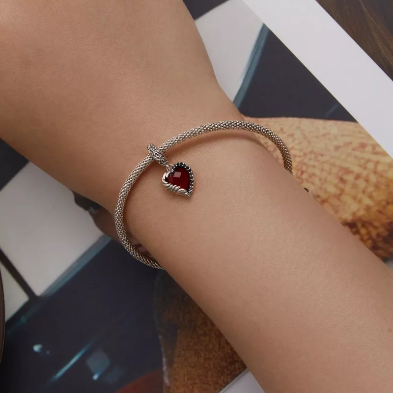 (imagen para) Pendiente colgante estilo Pandora Corazón de Rosas - SCC2406 - Ver 5