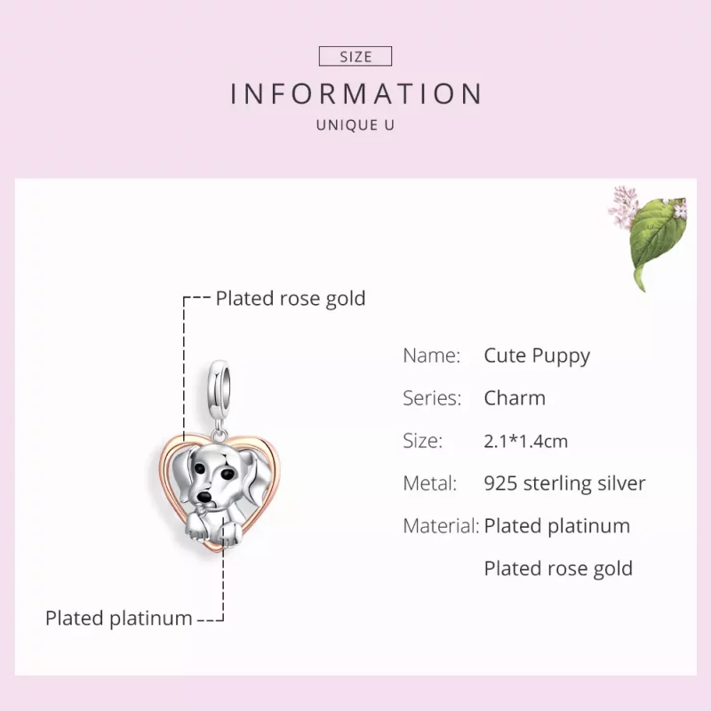 (imagen para) Pendiente colgante estilo Pandora de dos tonos con cachorro de Labrador - SCC161 - Ver 7