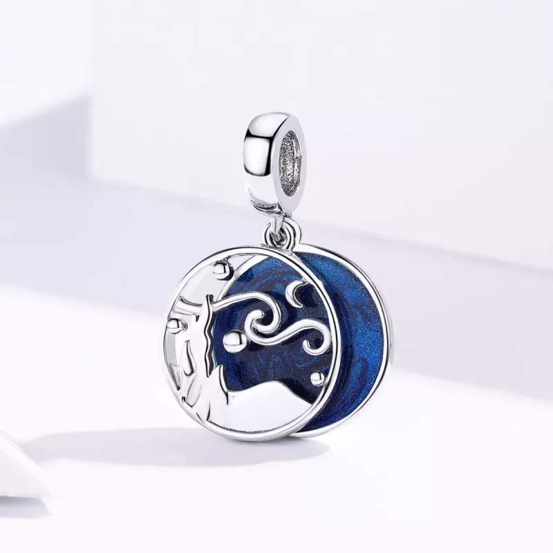 (imagen para) Pendiente colgante estilo Pandora de plata con diseño de cielo estrellado - SCC1 - Ver 2
