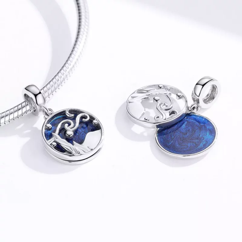 (imagen para) Pendiente colgante estilo Pandora de plata con diseño de cielo estrellado - SCC1 - Ver 3