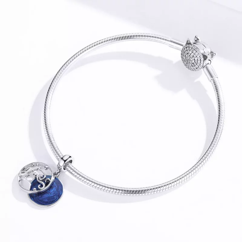(imagen para) Pendiente colgante estilo Pandora de plata con diseño de cielo estrellado - SCC1 - Ver 4