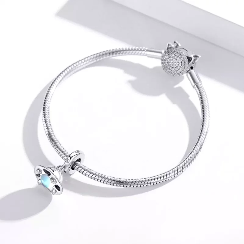 (imagen para) Pendiente colgante estilo Pandora de plata con pequeña nave espacial - SCC1696 - Ver 3