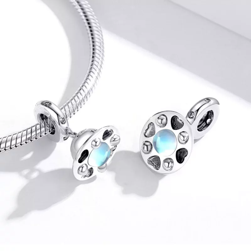 (imagen para) Pendiente colgante estilo Pandora de plata con pequeña nave espacial - SCC1696 - Ver 4