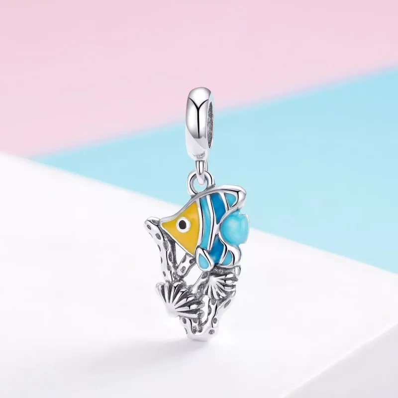 (imagen para) Pendiente colgante estilo Pandora de plata con temática del mundo submarino - SC - Ver 2
