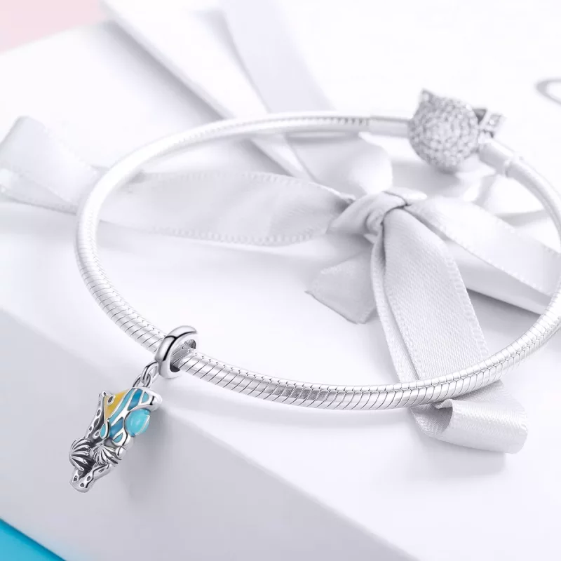 (imagen para) Pendiente colgante estilo Pandora de plata con temática del mundo submarino - SC - Ver 3