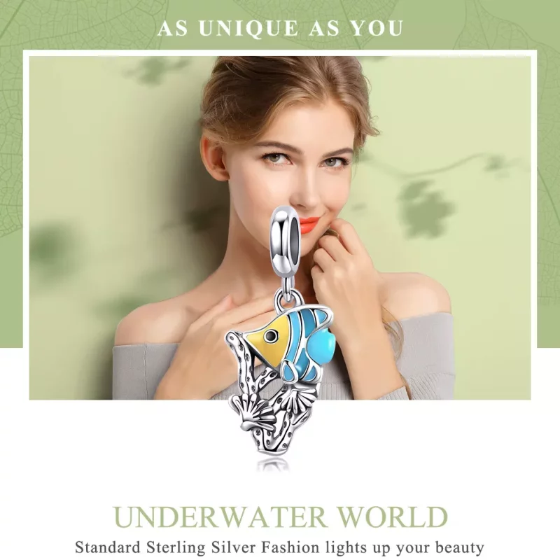 (imagen para) Pendiente colgante estilo Pandora de plata con temática del mundo submarino - SC - Ver 6