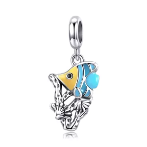 (imagen para) Pendiente colgante estilo Pandora de plata con temática del mundo submarino - SCC959