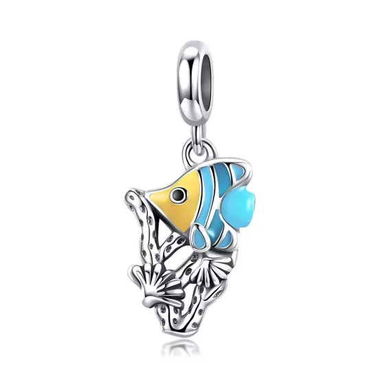 (imagen para) Pendiente colgante estilo Pandora de plata con temática del mundo submarino - SCC959