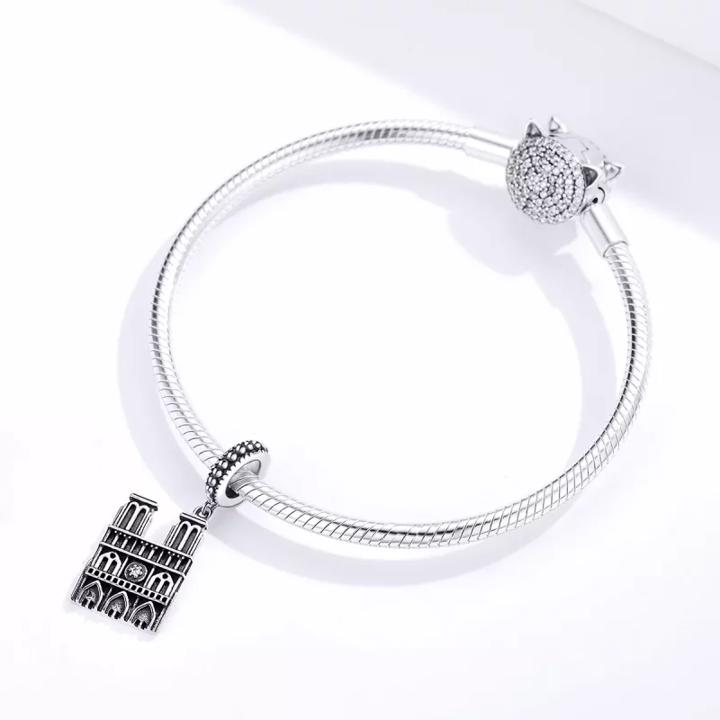 (imagen para) Pendiente colgante estilo Pandora de plata Notre Dame De Paris - SCC1328 - Ver 3