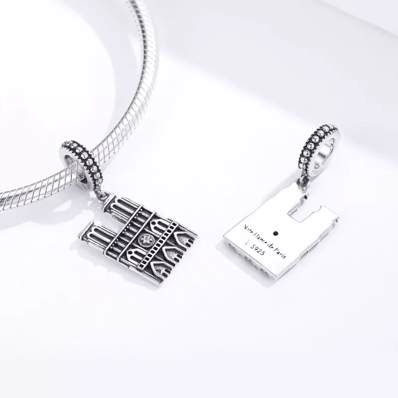 (imagen para) Pendiente colgante estilo Pandora de plata Notre Dame De Paris - SCC1328 - Ver 4