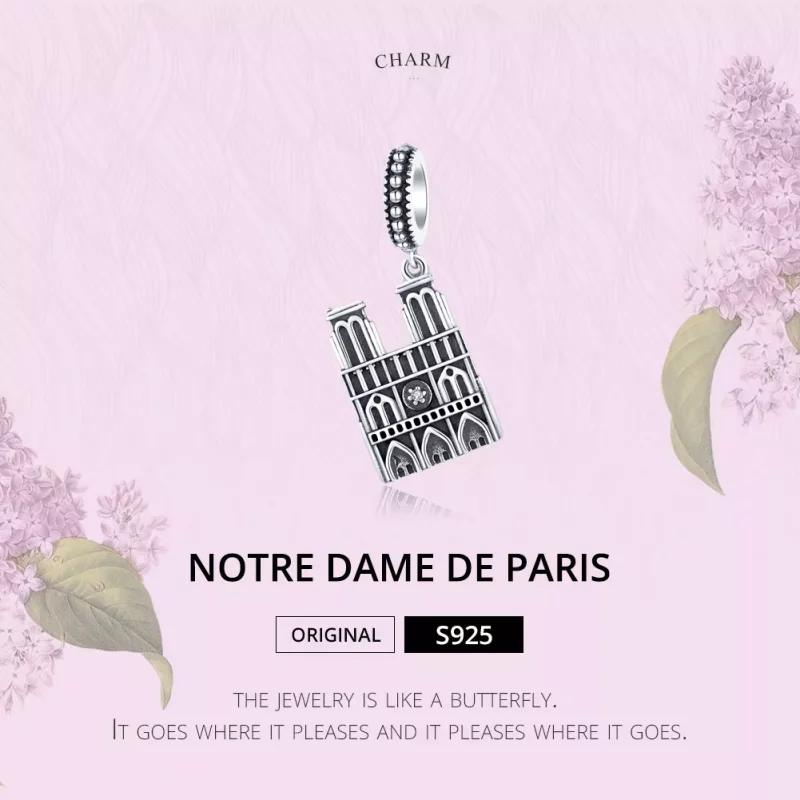 (imagen para) Pendiente colgante estilo Pandora de plata Notre Dame De Paris - SCC1328 - Ver 6