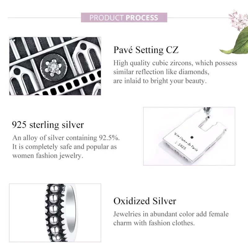 (imagen para) Pendiente colgante estilo Pandora de plata Notre Dame De Paris - SCC1328 - Ver 8
