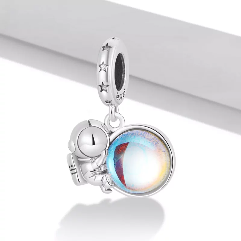 (imagen para) Pendiente colgante estilo Pandora lunar astronauta - BSC581 - Ver 2
