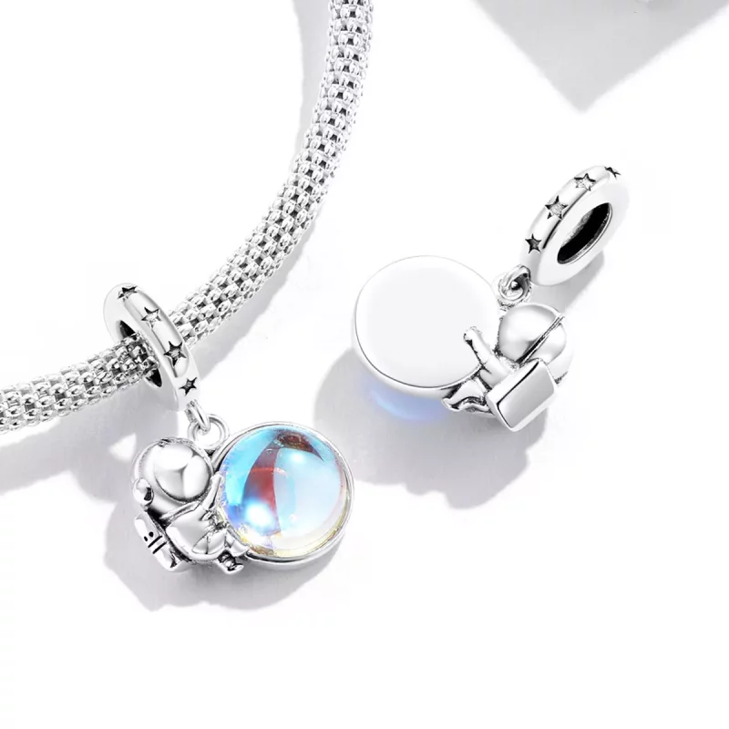 (imagen para) Pendiente colgante estilo Pandora lunar astronauta - BSC581 - Ver 4