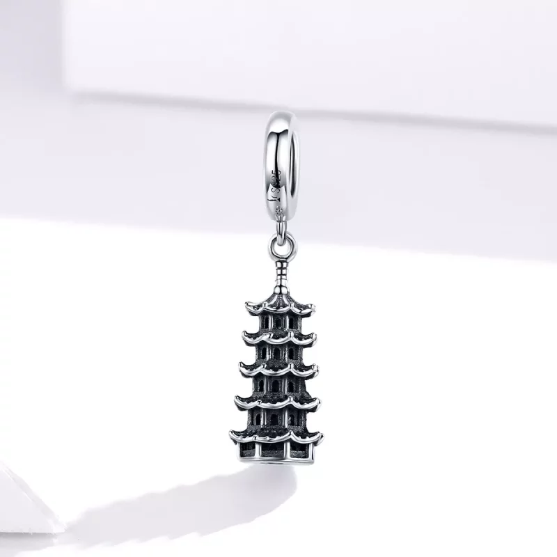 (imagen para) Pendiente colgante estilo Pandora Torre China - SCC1544 - Ver 4