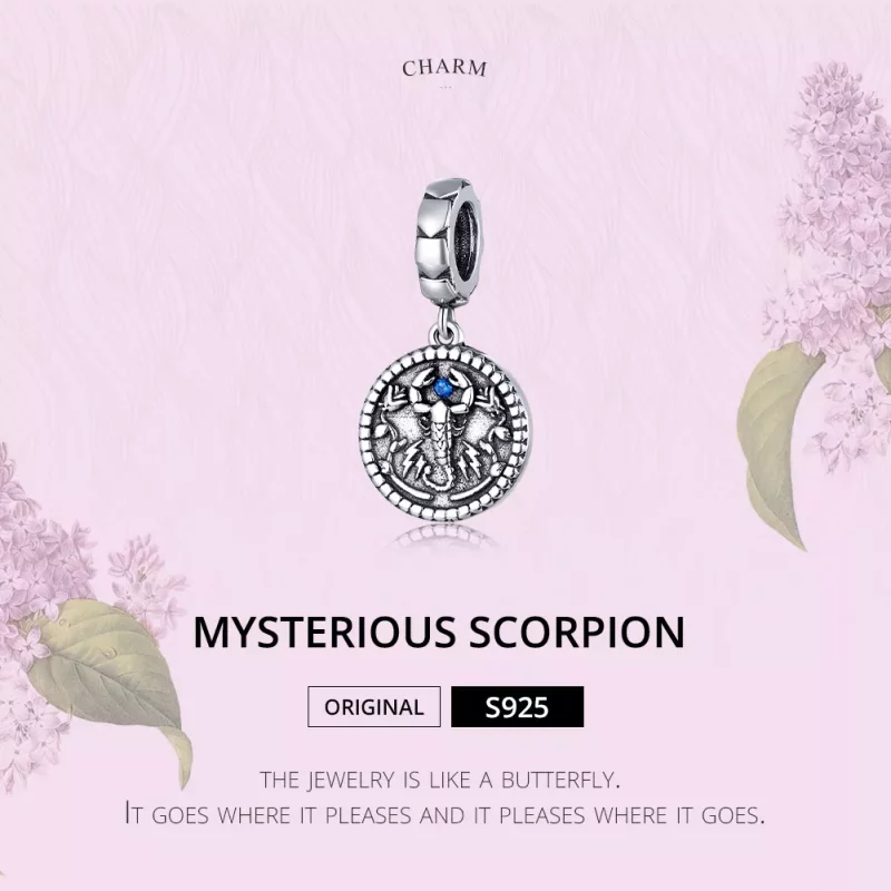 (imagen para) Pendiente colgante plateado de estilo Pandora con escorpión misterioso - SCC1503 - Ver 6