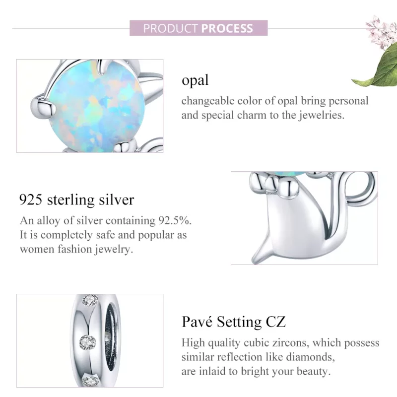 (imagen para) Pendiente Colgante Querido Gato de Plata Estilo Pandora - BSC235 - Ver 8