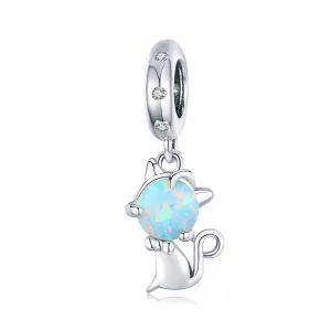 (imagen para) Pendiente Colgante Querido Gato de Plata Estilo Pandora - BSC235