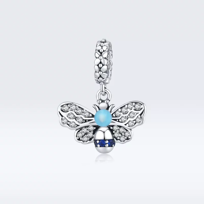 (imagen para) Pendiente de abeja azul colgante estilo Pandora en plata - SCC1480 - Ver 5