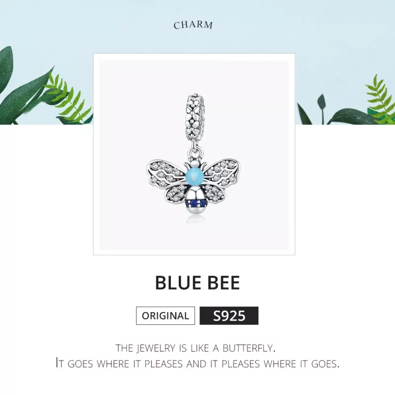 (imagen para) Pendiente de abeja azul colgante estilo Pandora en plata - SCC1480 - Ver 6