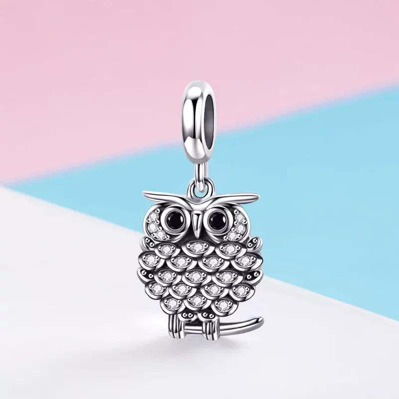 (imagen para) Pendiente de Búho Encantador en Plata Estilo Pandora - SCC949 - Ver 2