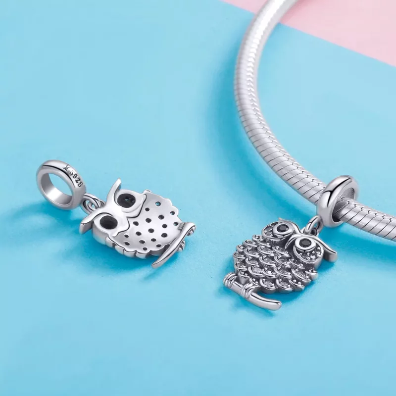 (imagen para) Pendiente de Búho Encantador en Plata Estilo Pandora - SCC949 - Ver 4