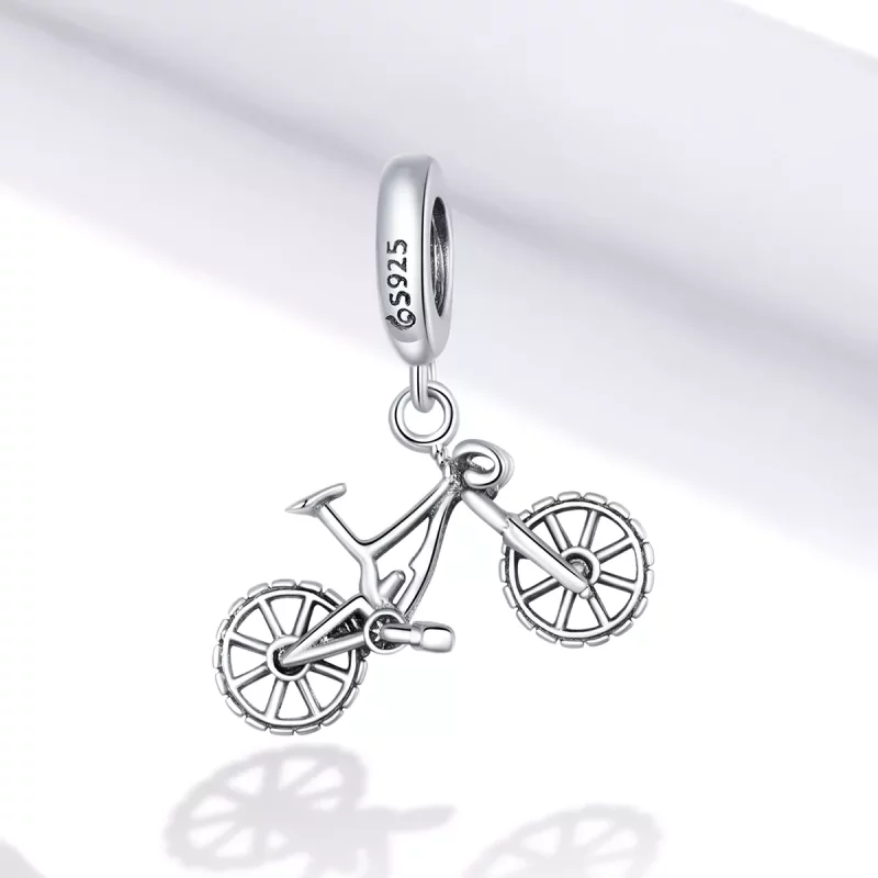 (imagen para) Pendiente de Bicicleta de Plata al Estilo Pandora - BSC384 - Ver 2