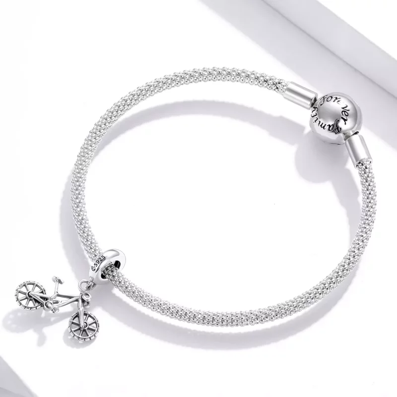 (imagen para) Pendiente de Bicicleta de Plata al Estilo Pandora - BSC384 - Ver 3