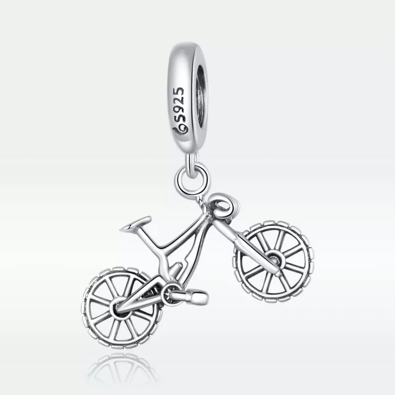 (imagen para) Pendiente de Bicicleta de Plata al Estilo Pandora - BSC384 - Ver 5