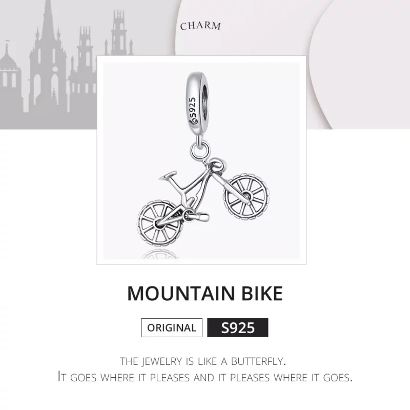 (imagen para) Pendiente de Bicicleta de Plata al Estilo Pandora - BSC384 - Ver 6