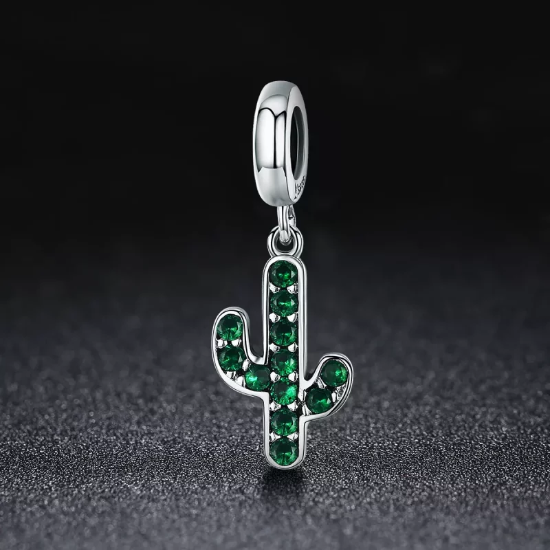 (imagen para) Pendiente de Cactus Fresco en Plata Estilo Pandora - SCC515 - Ver 2