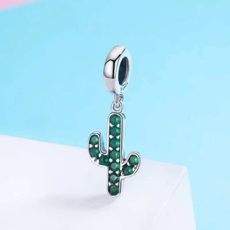 (imagen para) Pendiente de Cactus Fresco en Plata Estilo Pandora - SCC515 - Ver 3