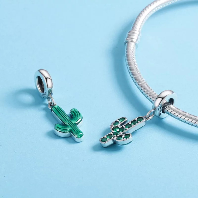 (imagen para) Pendiente de Cactus Fresco en Plata Estilo Pandora - SCC515 - Ver 5