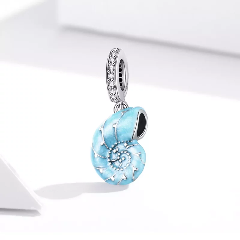 (imagen para) Pendiente de Concha Azul estilo Pandora en Plata - SCC1560 - Ver 3