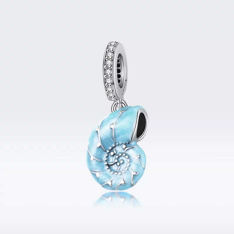(imagen para) Pendiente de Concha Azul estilo Pandora en Plata - SCC1560 - Ver 5