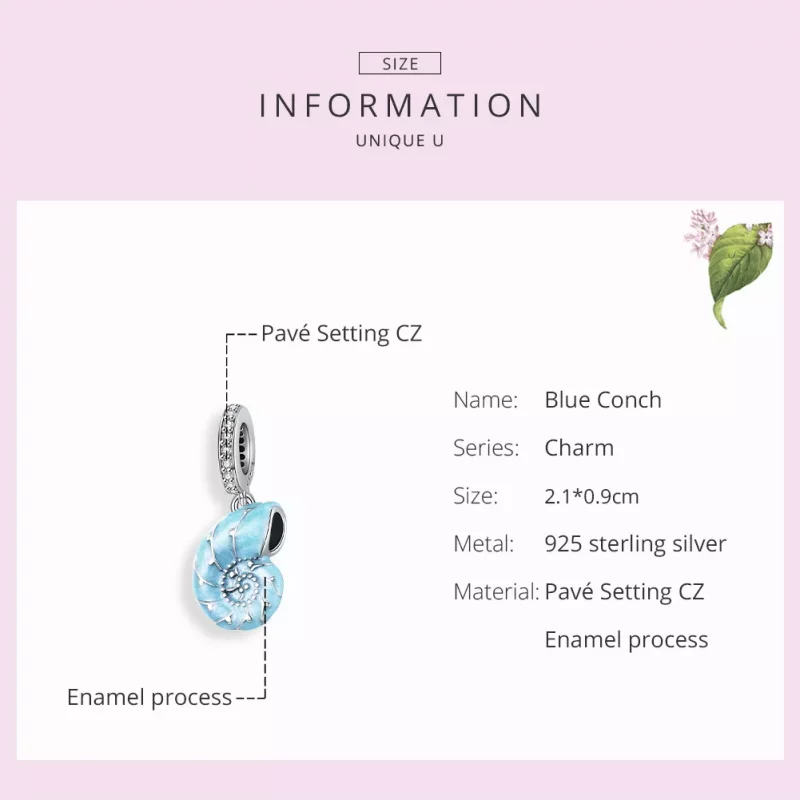 (imagen para) Pendiente de Concha Azul estilo Pandora en Plata - SCC1560 - Ver 7
