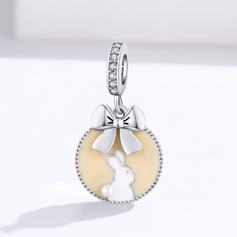 (imagen para) Pendiente de conejo plateado estilo Pandora - SCC1439 - Ver 2