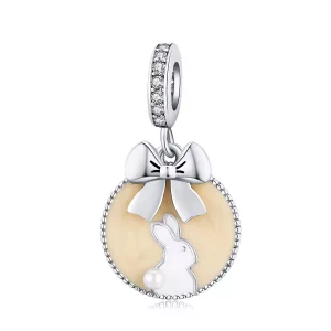 (imagen para) PANDORA Abalorio Conejo SCC1439 de Esmalte Beige con Perla