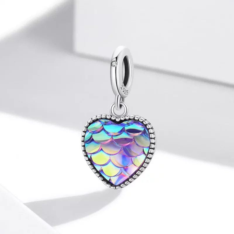 (imagen para) Pendiente de Corazón con Escamas de Pez al estilo Pandora - SCC2007 - Ver 2