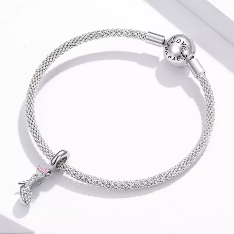 (imagen para) Pendiente de cristal con forma de zapatilla estilo Pandora - BSC411 - Ver 3