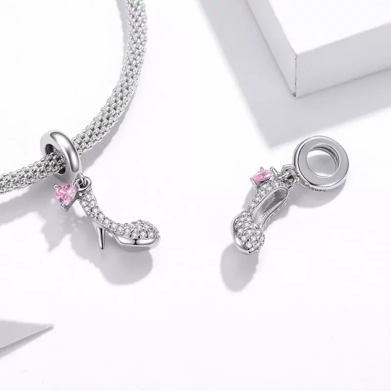 (imagen para) Pendiente de cristal con forma de zapatilla estilo Pandora - BSC411 - Ver 4