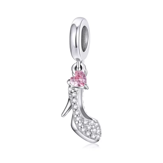 (imagen para) Pendiente de cristal con forma de zapatilla estilo Pandora - BSC411