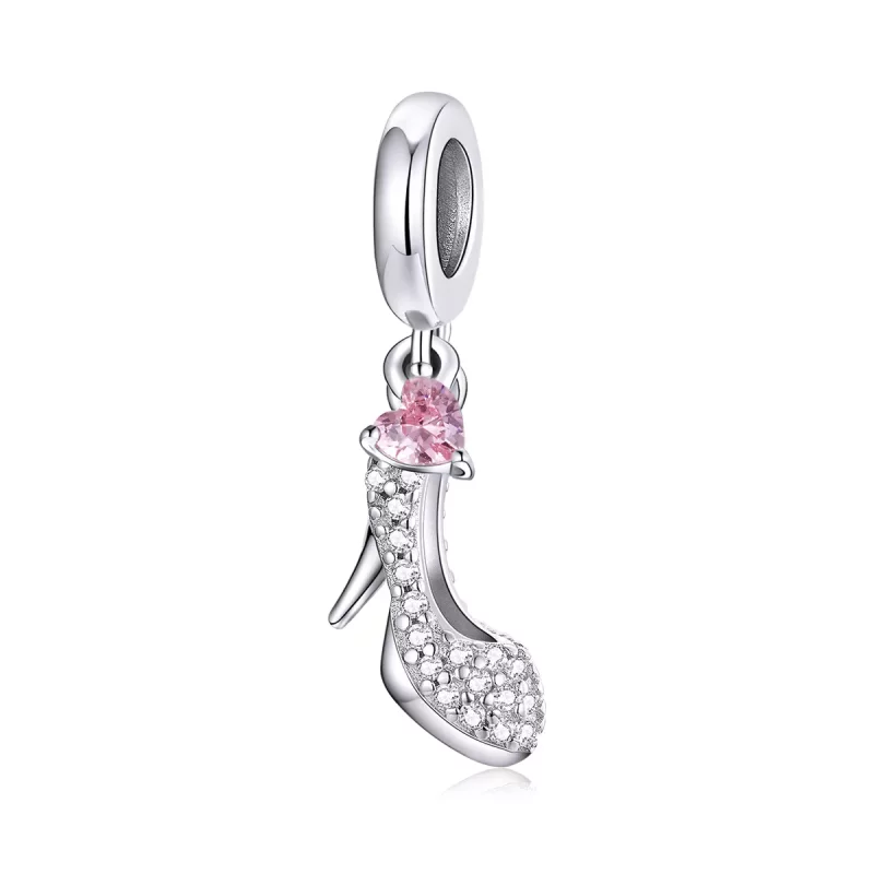 (imagen para) Pendiente de cristal con forma de zapatilla estilo Pandora - BSC411