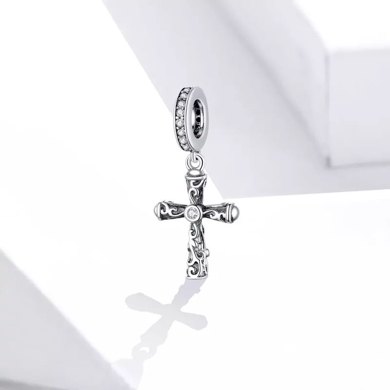 (imagen para) Pendiente de Cruz Vintage de Plata Estilo Pandora - BSC313 - Ver 2