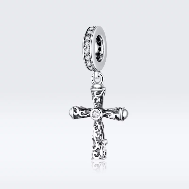 (imagen para) Pendiente de Cruz Vintage de Plata Estilo Pandora - BSC313 - Ver 5