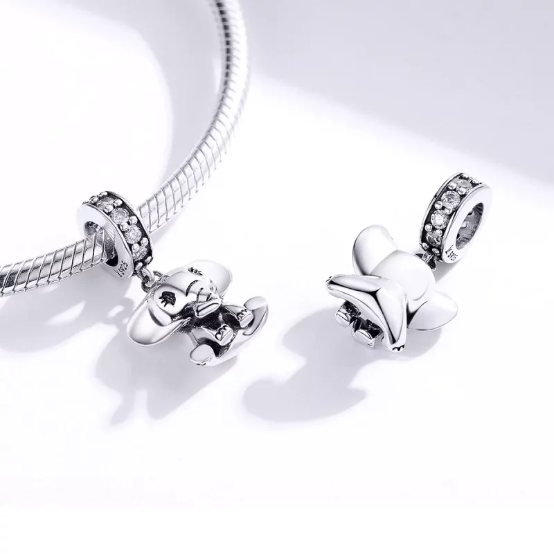 (imagen para) Pendiente de Elefantito de Plata Estilo Pandora - SCC1338 - Ver 4